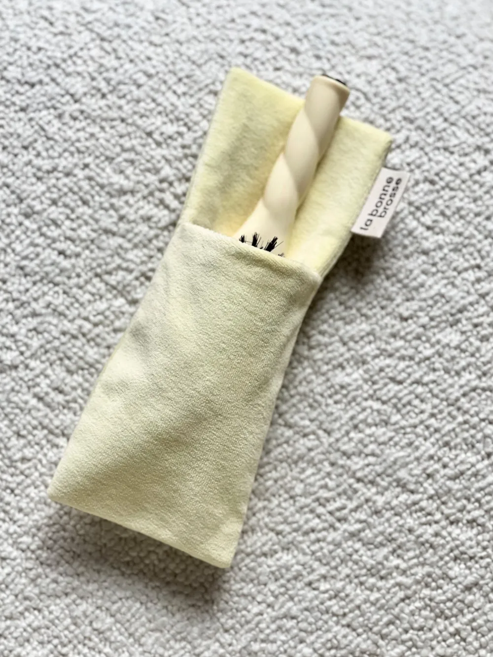 small_hair_brush_pouch_ivory_cair_2.webp La Bonne Brosse Our Pouches | Our Cair Ritual*‘Small Hair Brush’ Pouch Ivory Cair