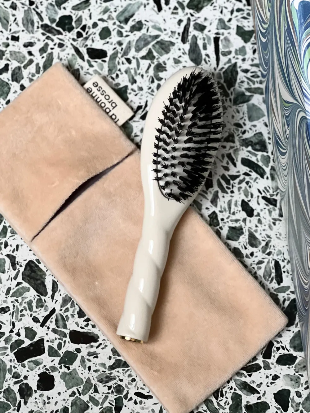 La Bonne Brosse Our Pouches*‘Small Hair Brush’ Pouch White Cream
